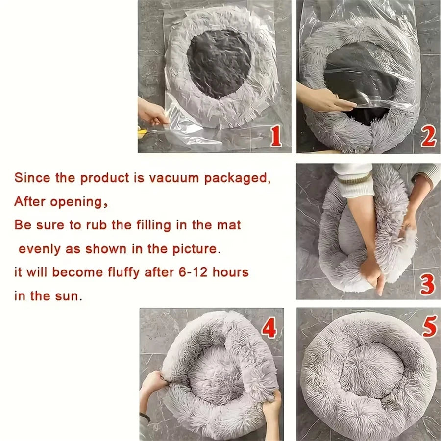 Washable Plush Donut Bed for Dogs & Cats