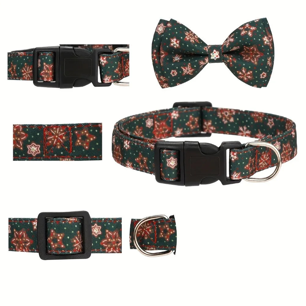 Christmas Dog Collar with Detachable Bow
