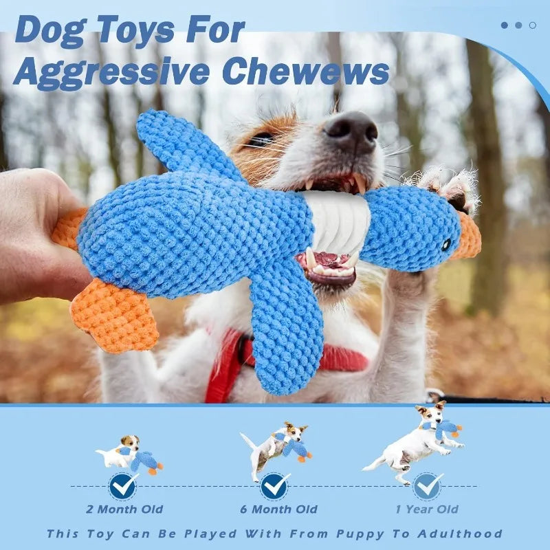 Plush Goose Dog Toy with Squeaker & Crinkle