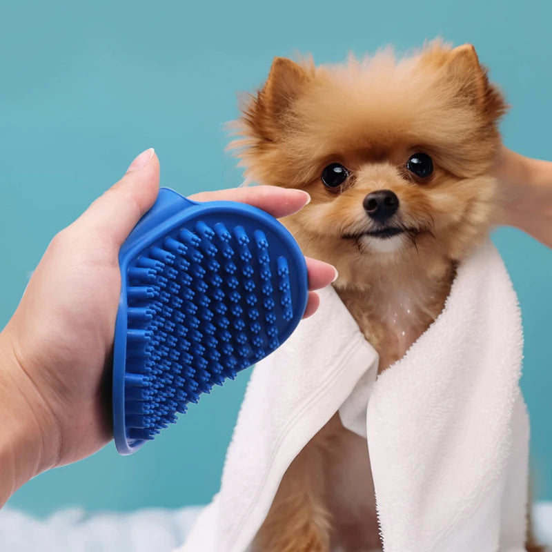 Rubber Pet Bath Brush with Adjustable Handle
