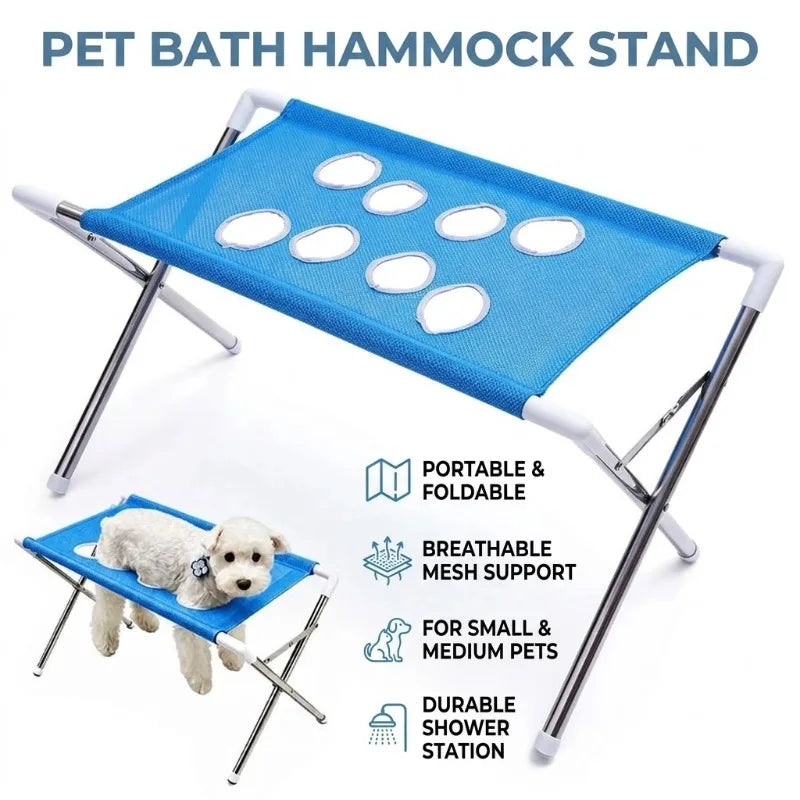Foldable Pet Bath & Grooming Hammock Stand