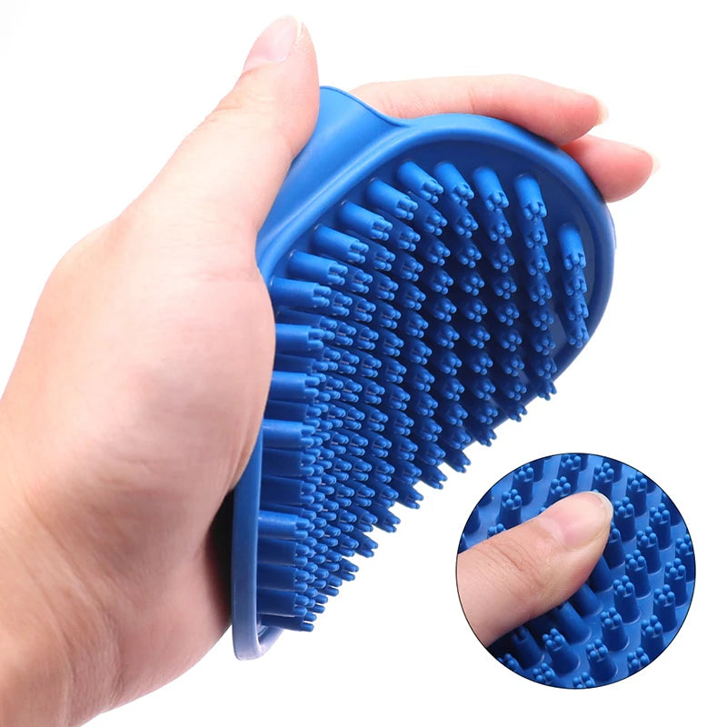 Rubber Pet Bath Brush with Adjustable Handle
