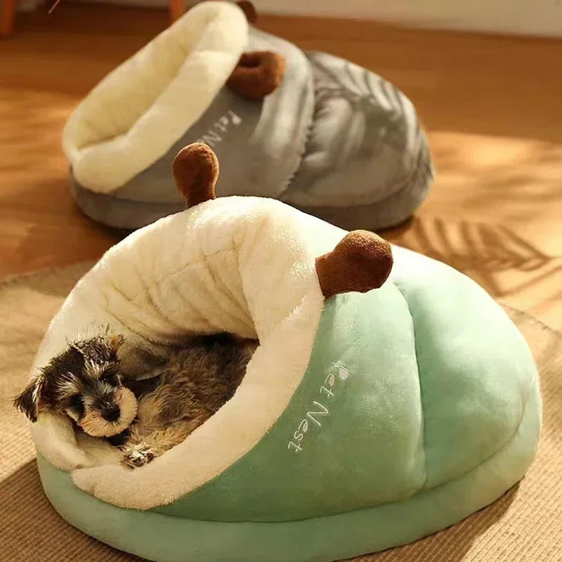 Coral Fleece Dog Bed with Removable Cover