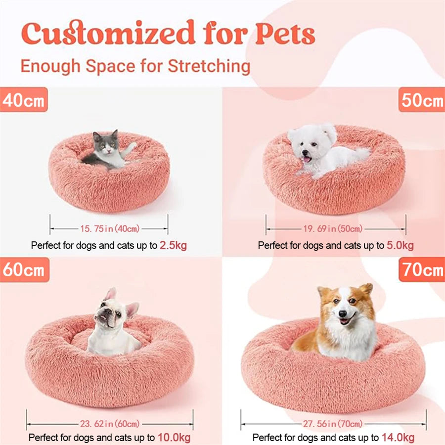 Washable Plush Donut Bed for Dogs & Cats