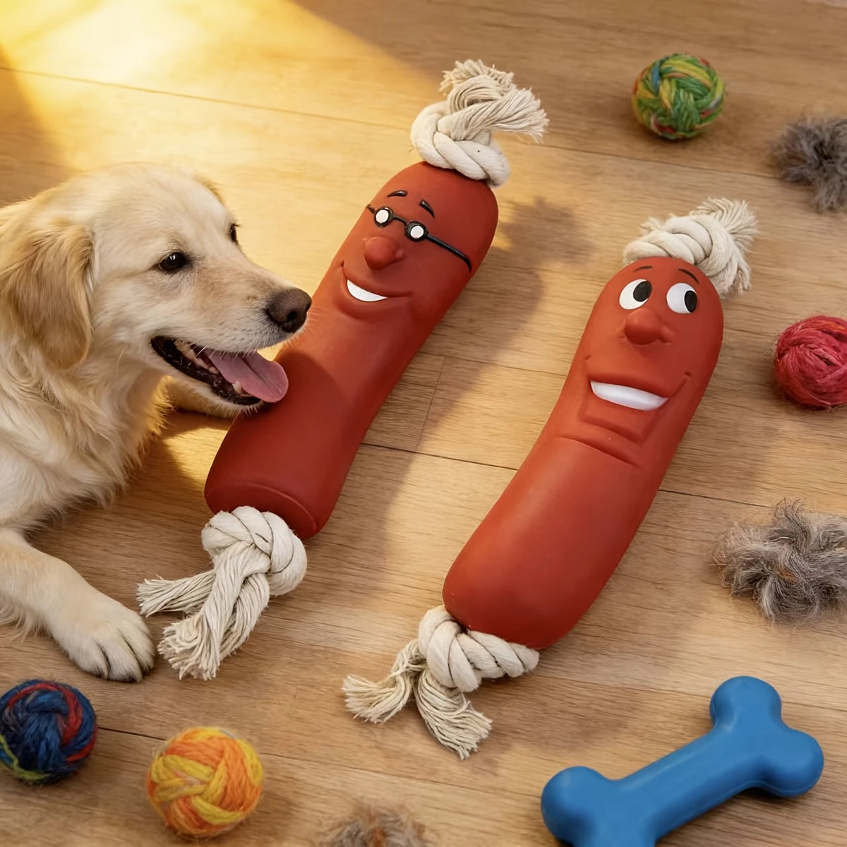 Sausage-Shaped Vinyl Dog Chew Toy