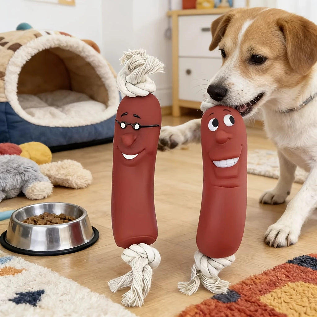 Sausage-Shaped Vinyl Dog Chew Toy