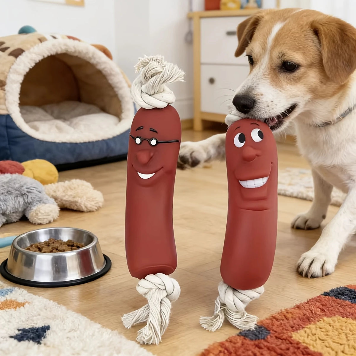 Sausage-Shaped Vinyl Dog Chew Toy