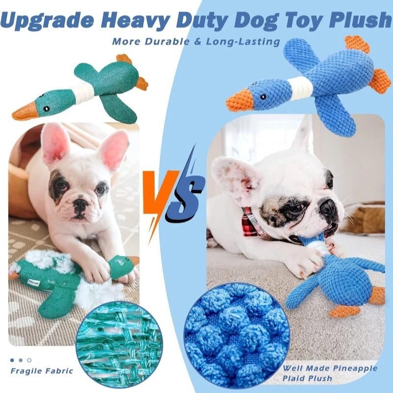 Plush Goose Dog Toy with Squeaker & Crinkle