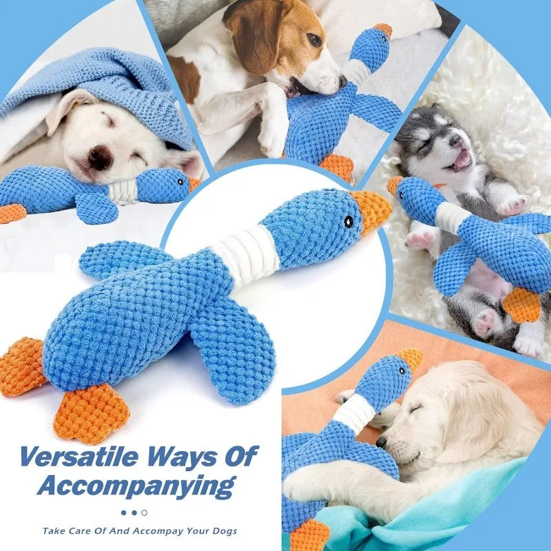 Plush Goose Dog Toy with Squeaker & Crinkle