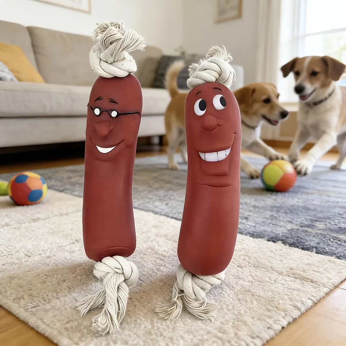Sausage-Shaped Vinyl Dog Chew Toy