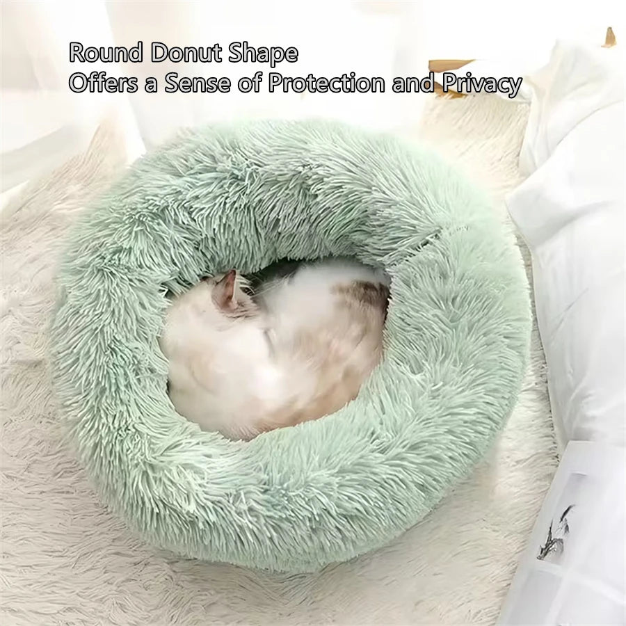 Washable Plush Donut Bed for Dogs & Cats