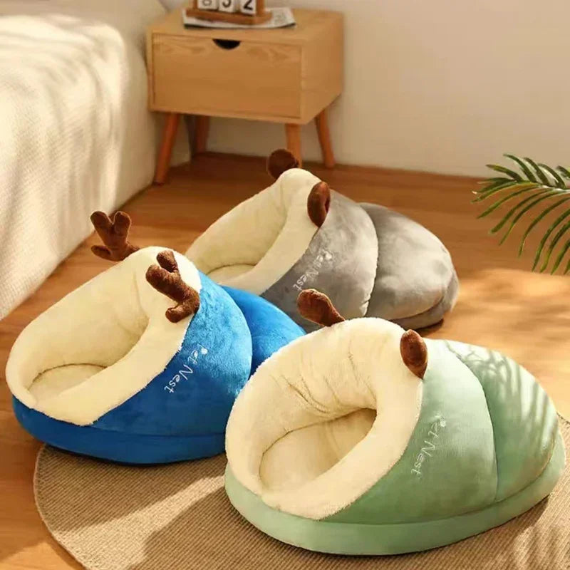 Coral Fleece Dog Bed with Removable Cover