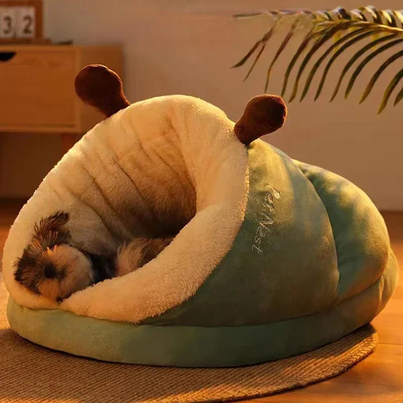 Coral Fleece Dog Bed with Removable Cover