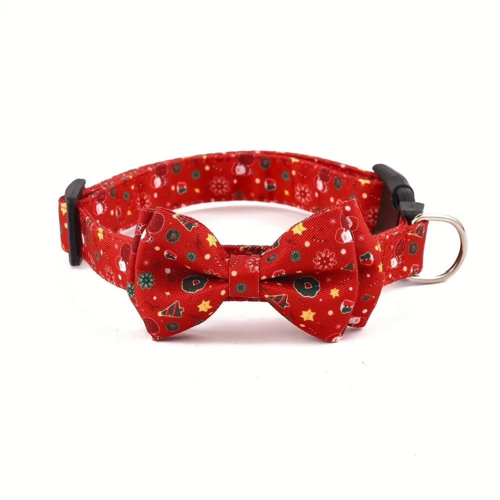 Christmas Dog Collar with Detachable Bow