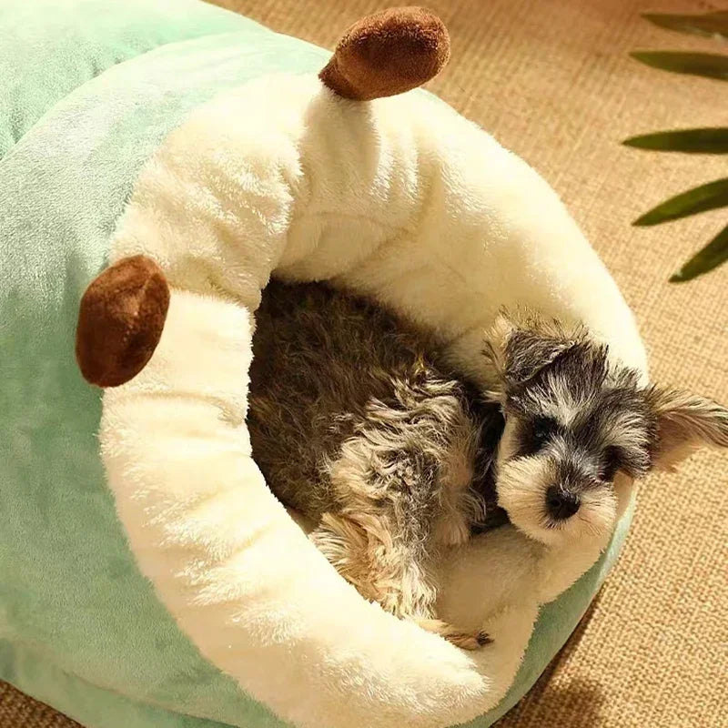 Coral Fleece Dog Bed with Removable Cover