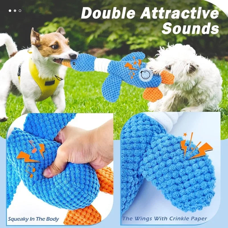 Plush Goose Dog Toy with Squeaker & Crinkle